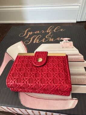 Red Woven Snap-Closure Women's Wallet